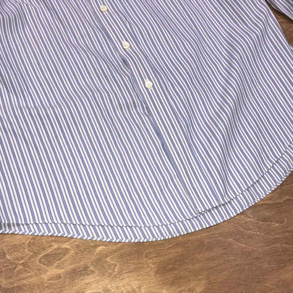 BROOKS Brothers size medium blue striped button down cotton shirt - Picture 5 of 6